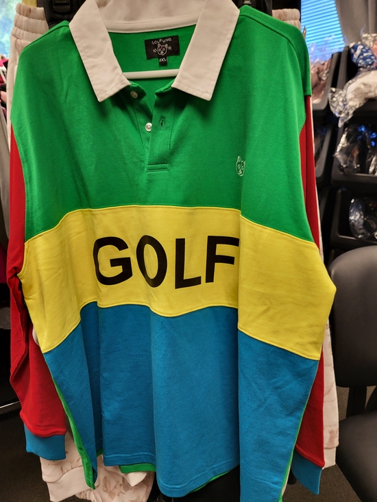 Golf Wang Other - Golf Wang 10th Anniversary Green Yellow Blue Colorblock Rugby Polo